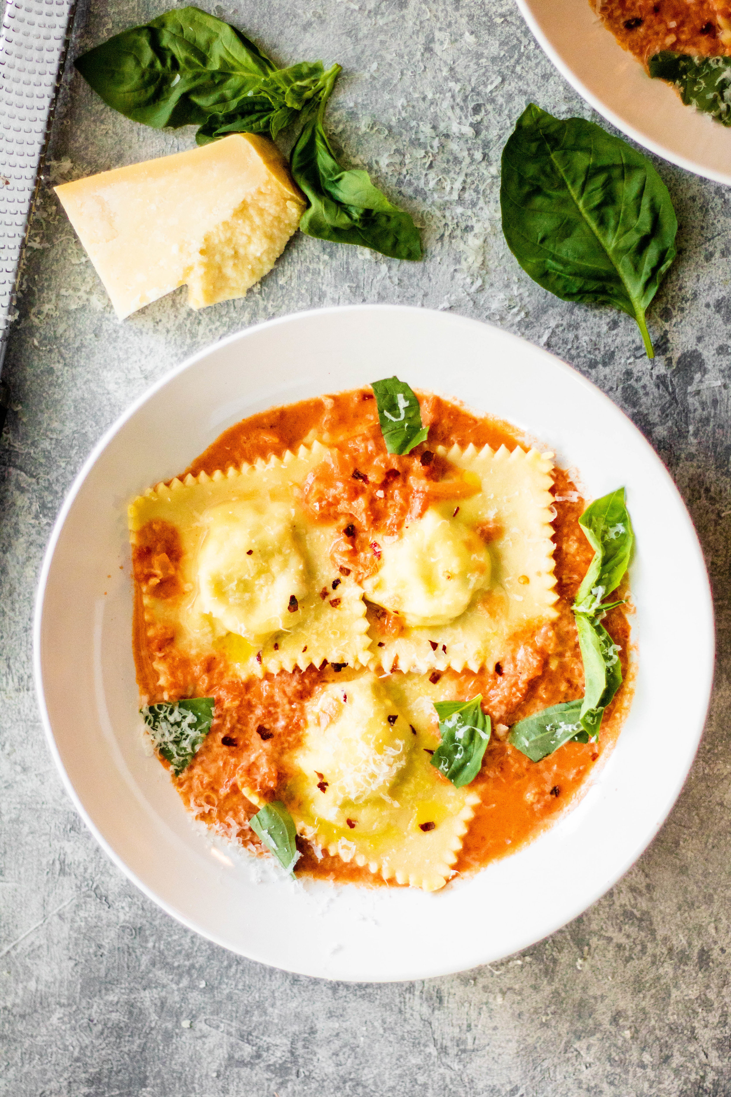 mushroom ravioli with tomato vodka sauce