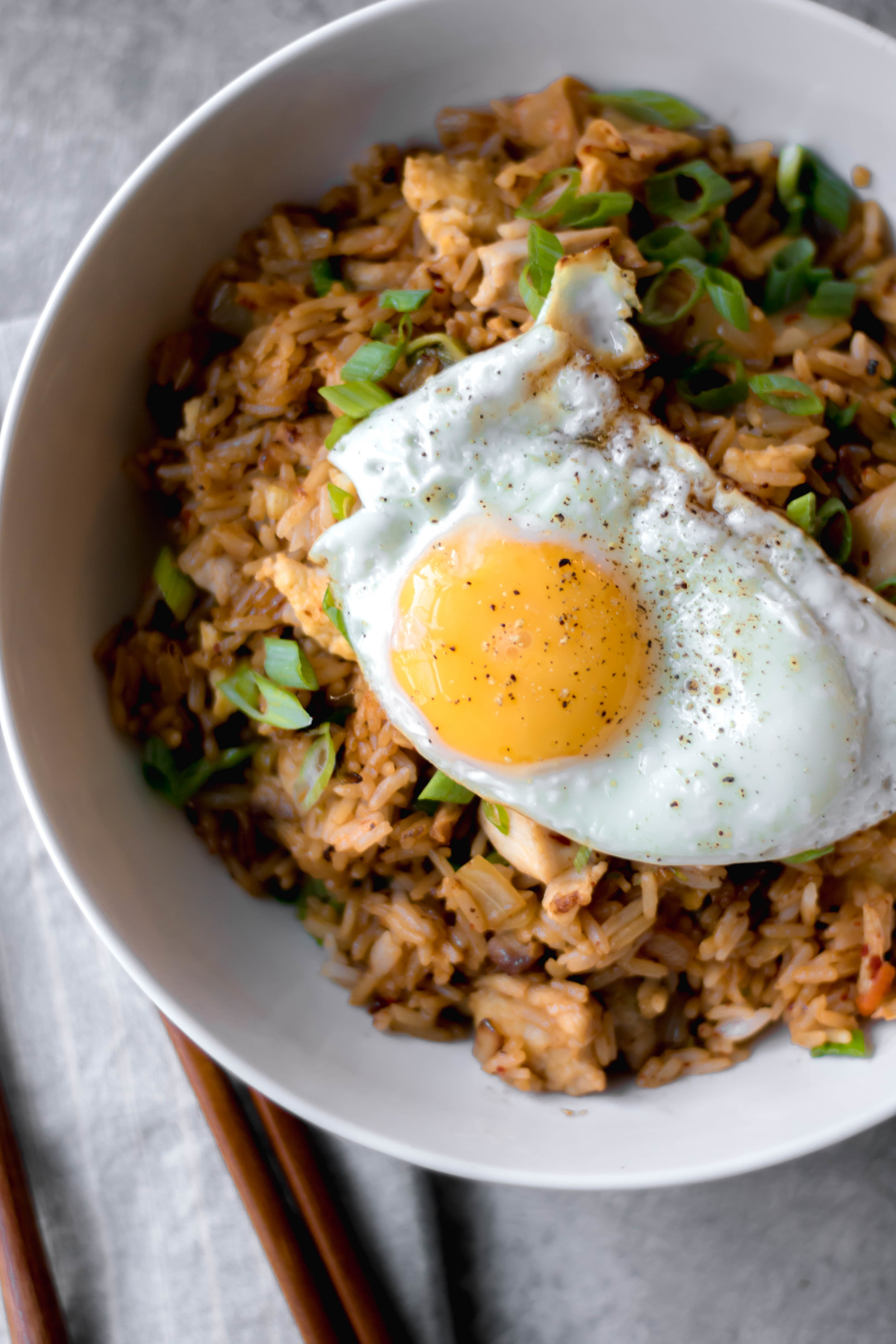 chicken and kimchi fried rice