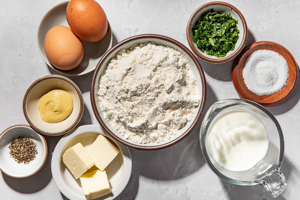 Buttermilk spaetzle ingredients laid out
