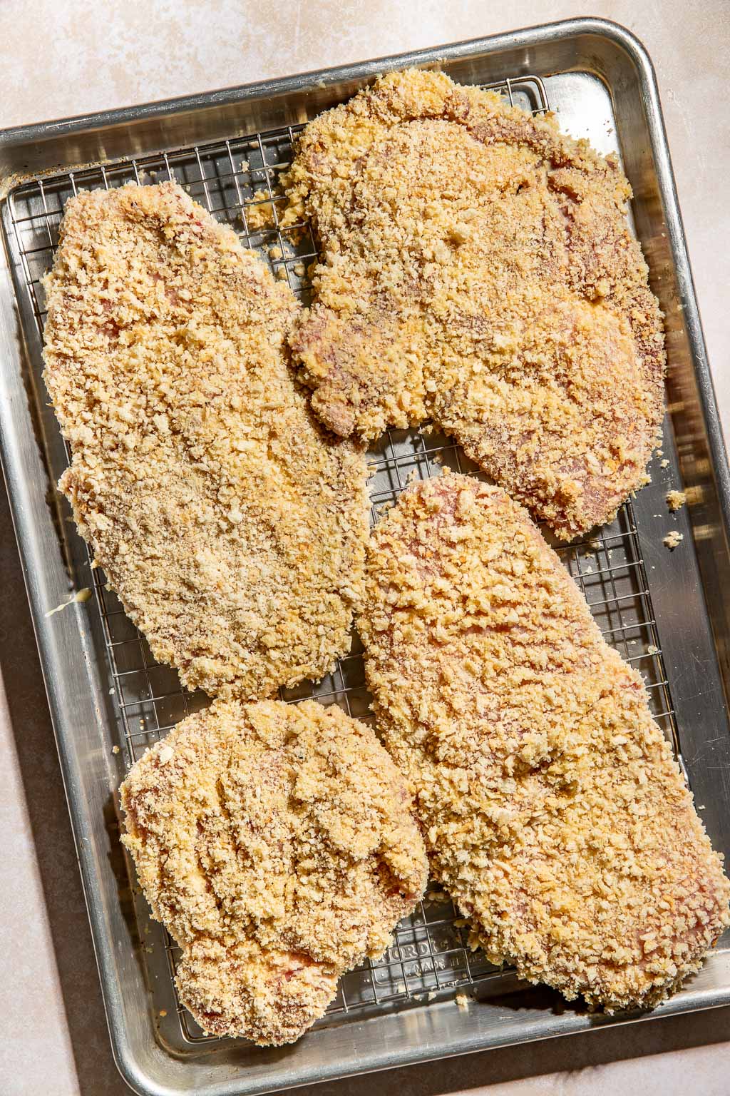breaded pork before frying