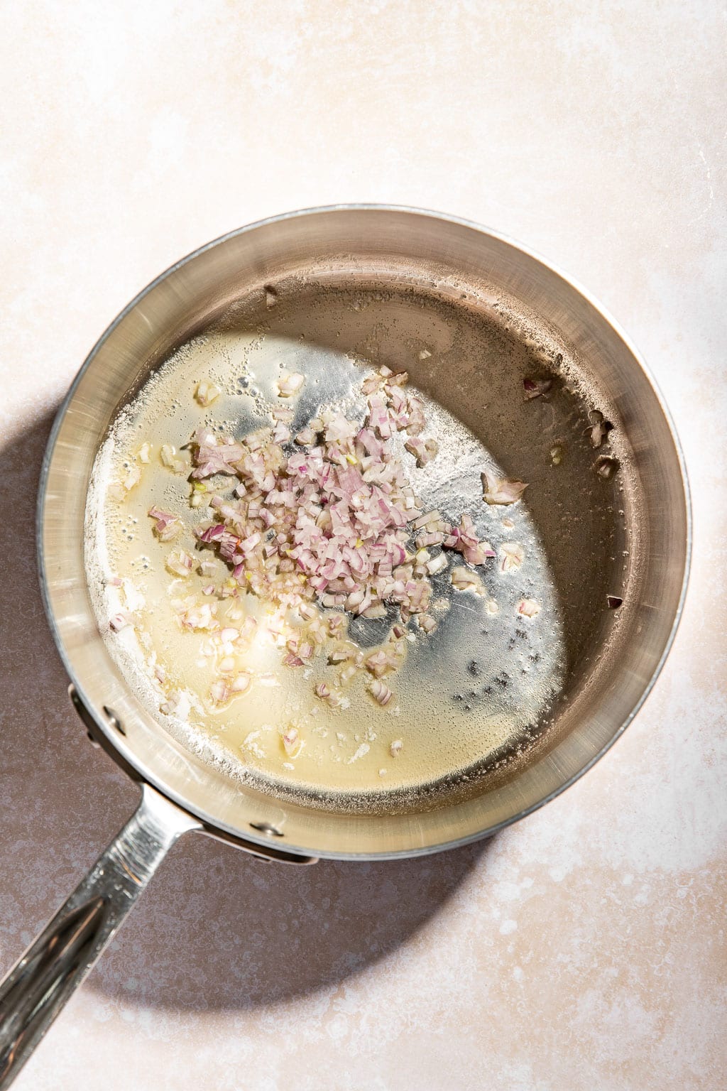 Shallot and butter in a small saucepan