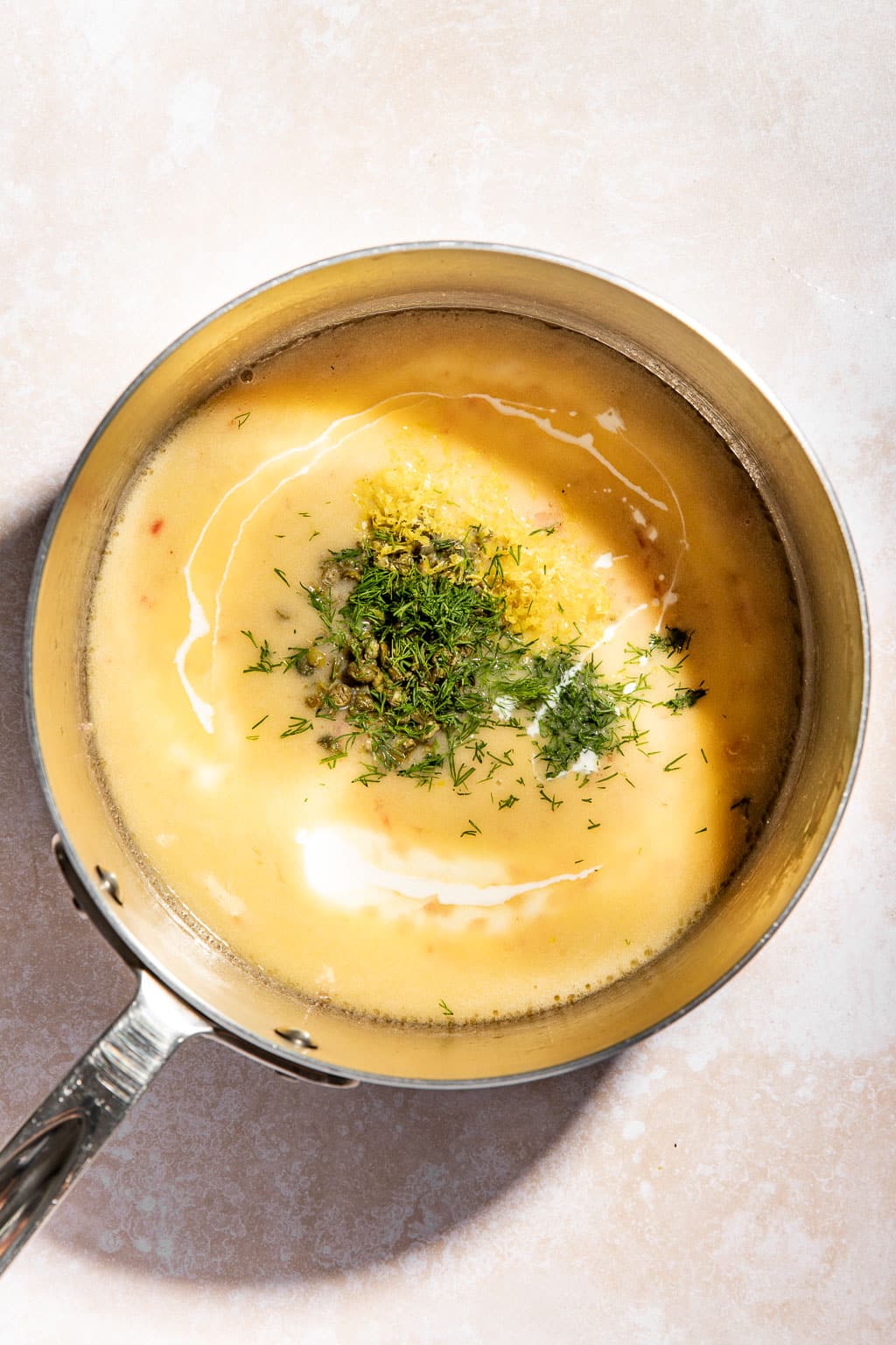 Finished lemon caper sauce