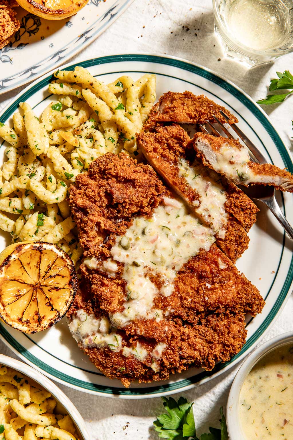 Crispy pork schnitzel