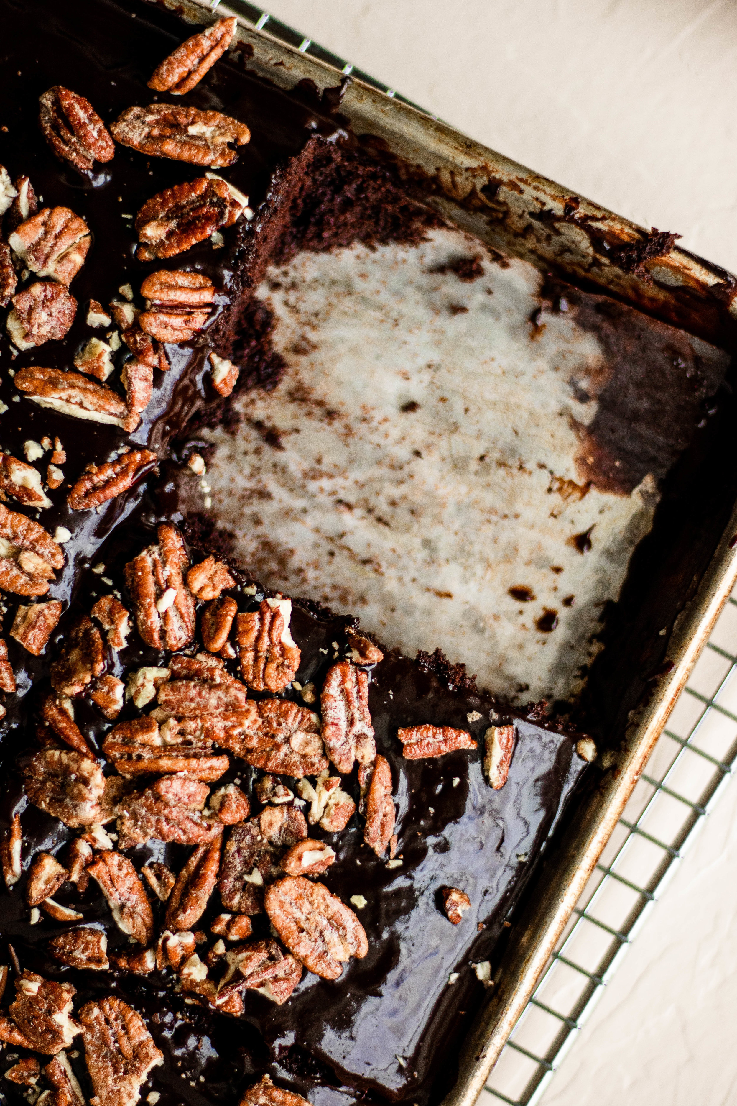 Texas Sheet Cake - Recipe for Chocolate Cake with Pecans