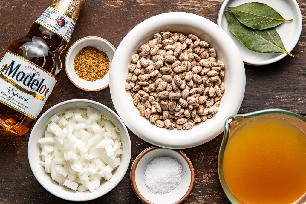Instant pot pinto beans ingredients laid out