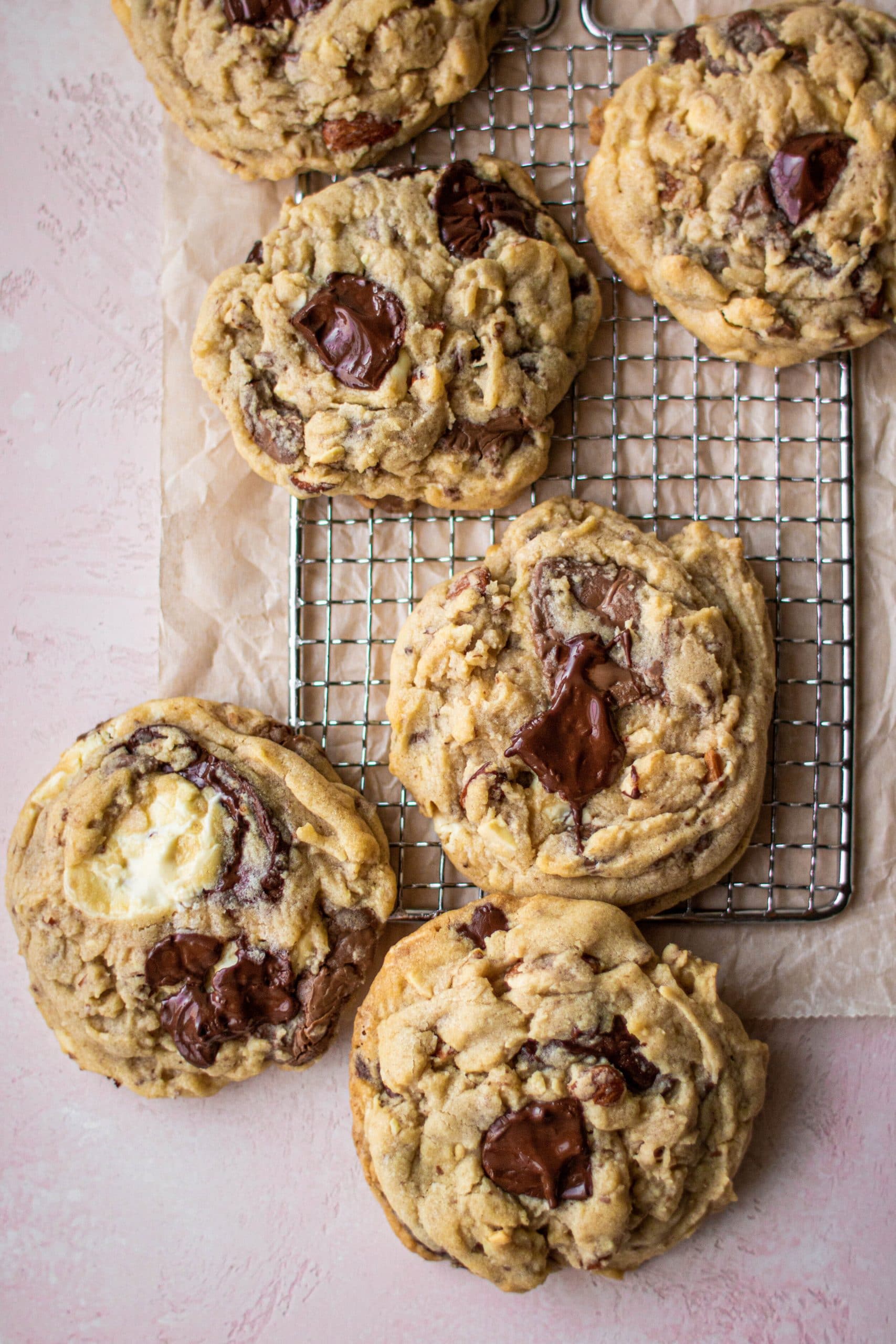 triple chocolate chunk cookies