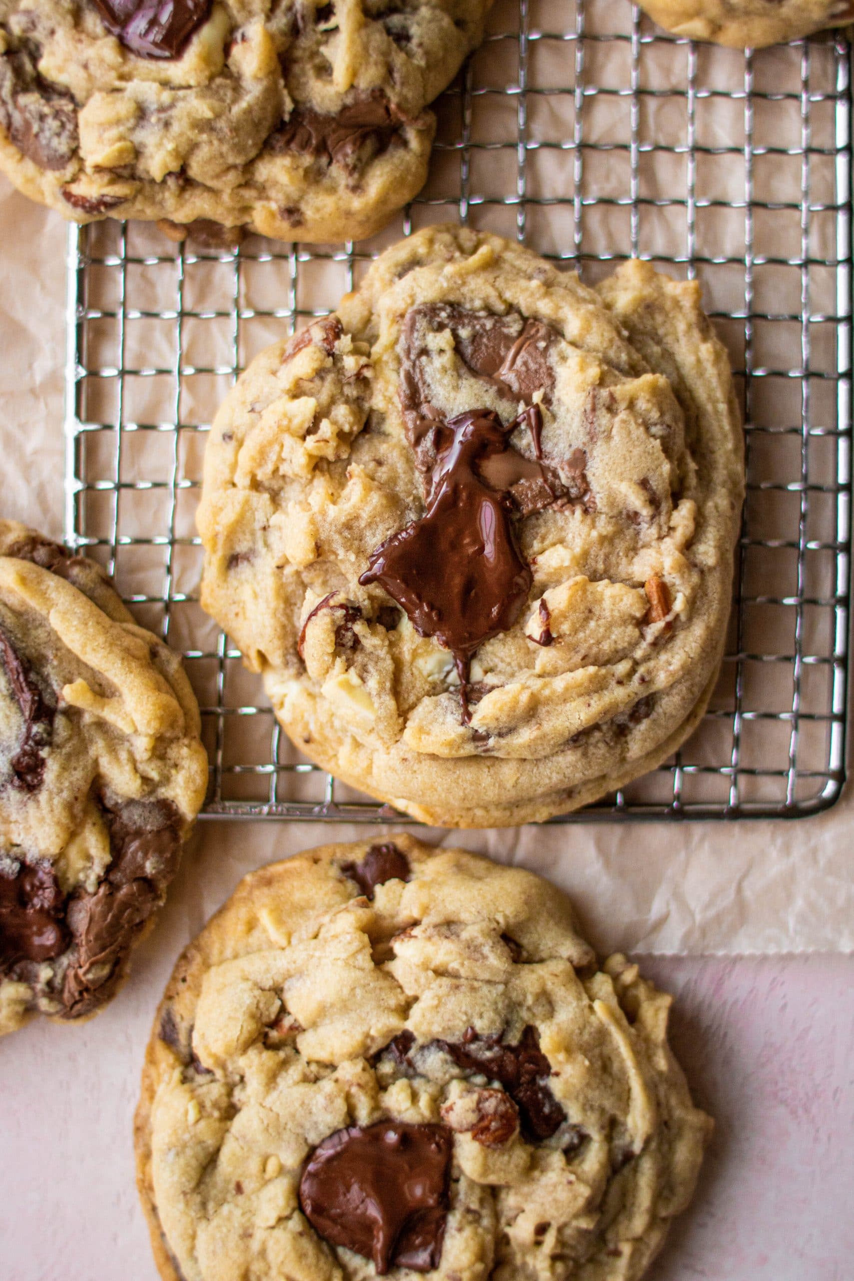 triple chocolate chunk cookies