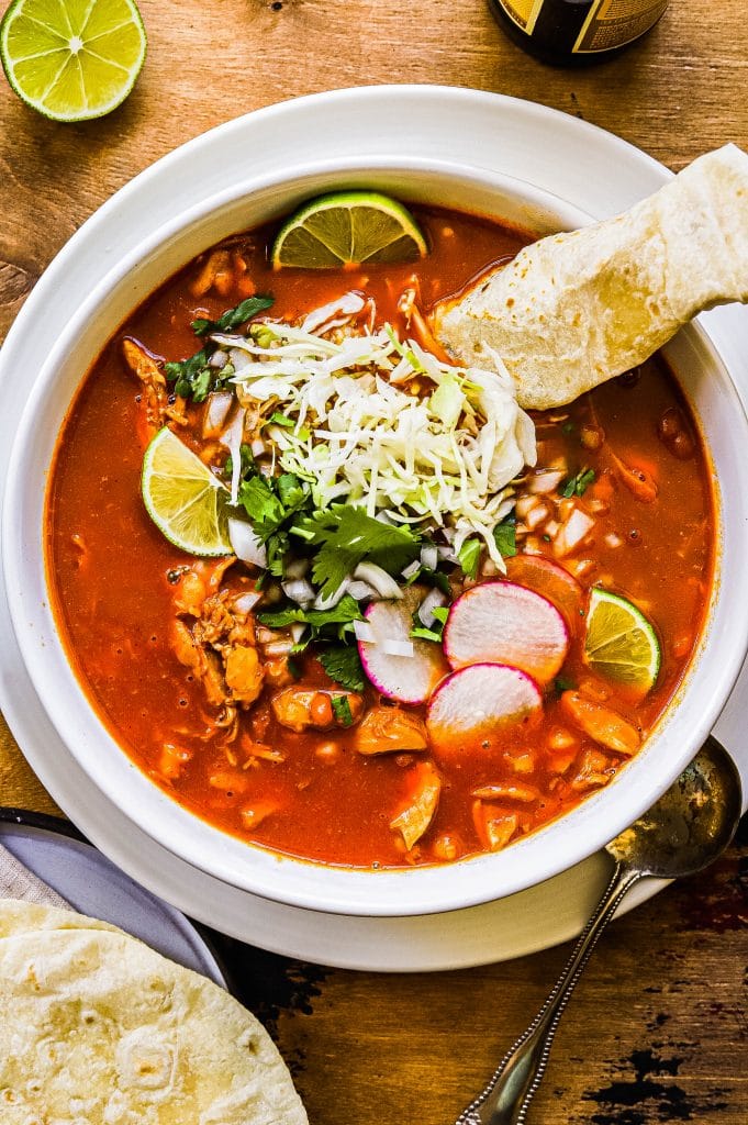 pozole rojo with chicken