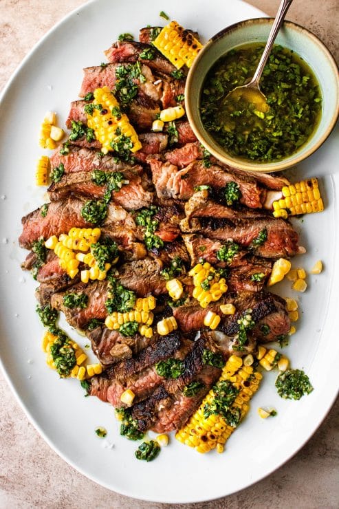 grilled ribeye with chimichurri