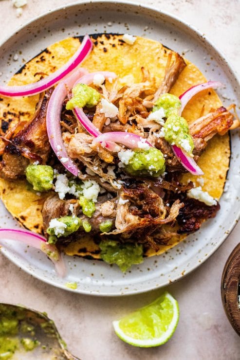 beer braised carnitas tacos