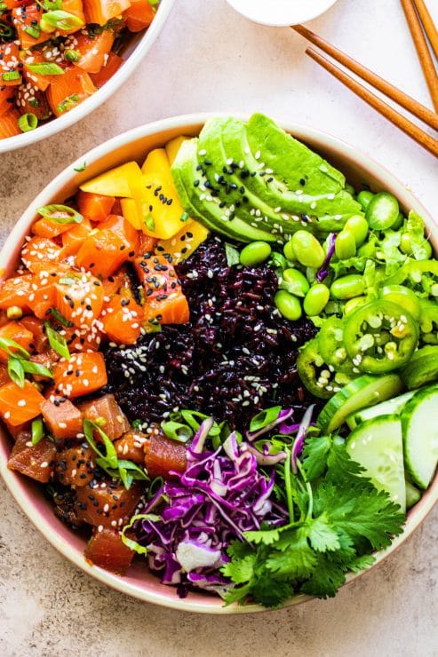 Spicy Rainbow Poke Bowls