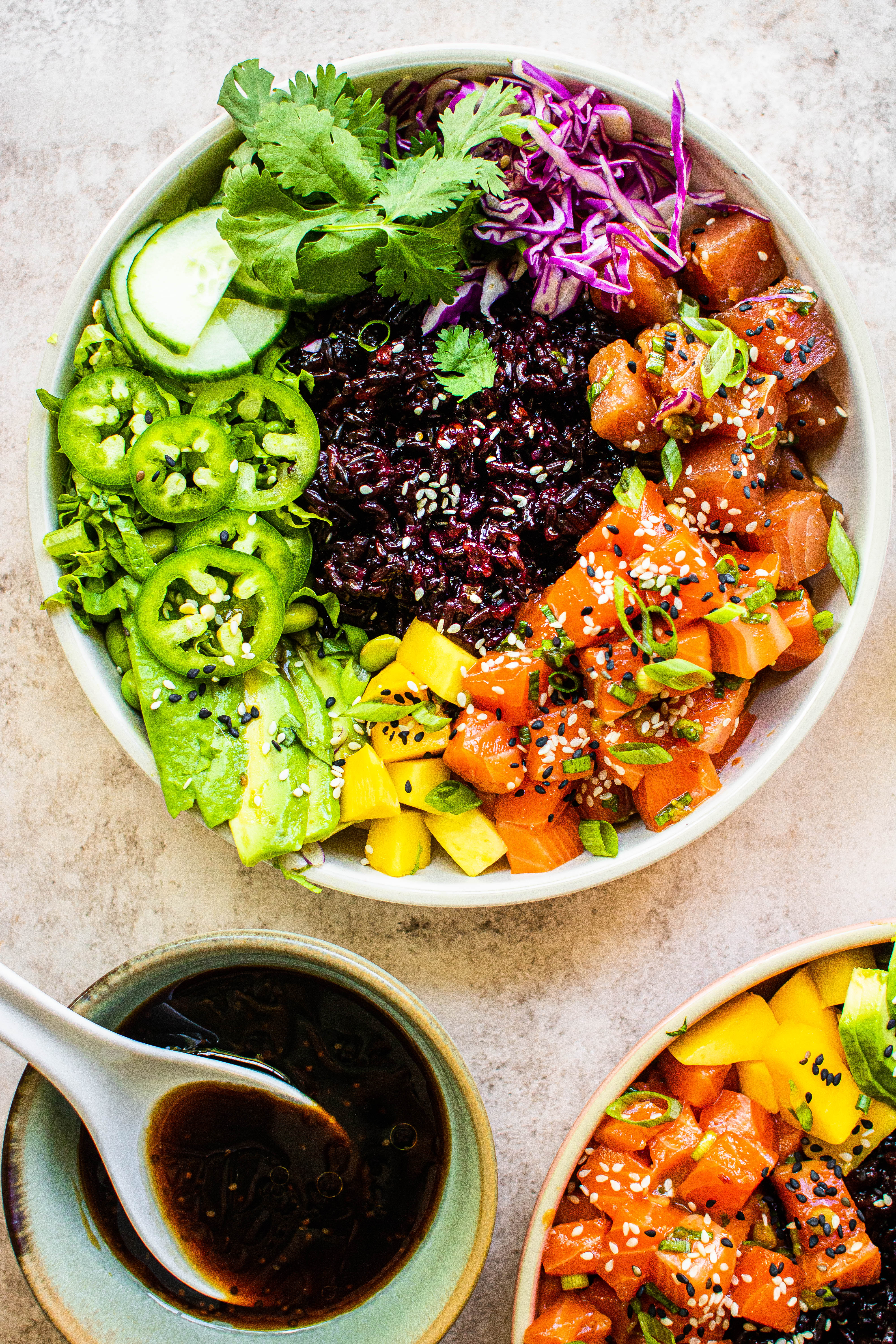 Spicy Rainbow Poke Bowls