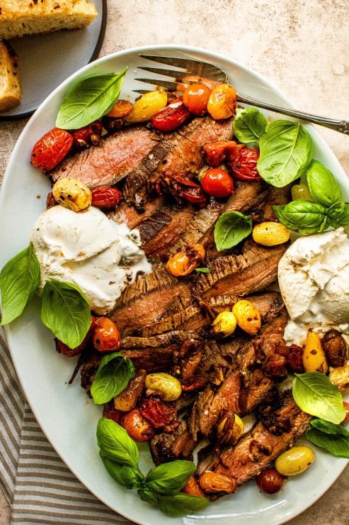 flank steak with burrata