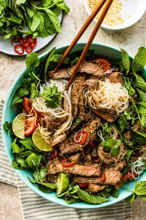 thai beef and noodle salad