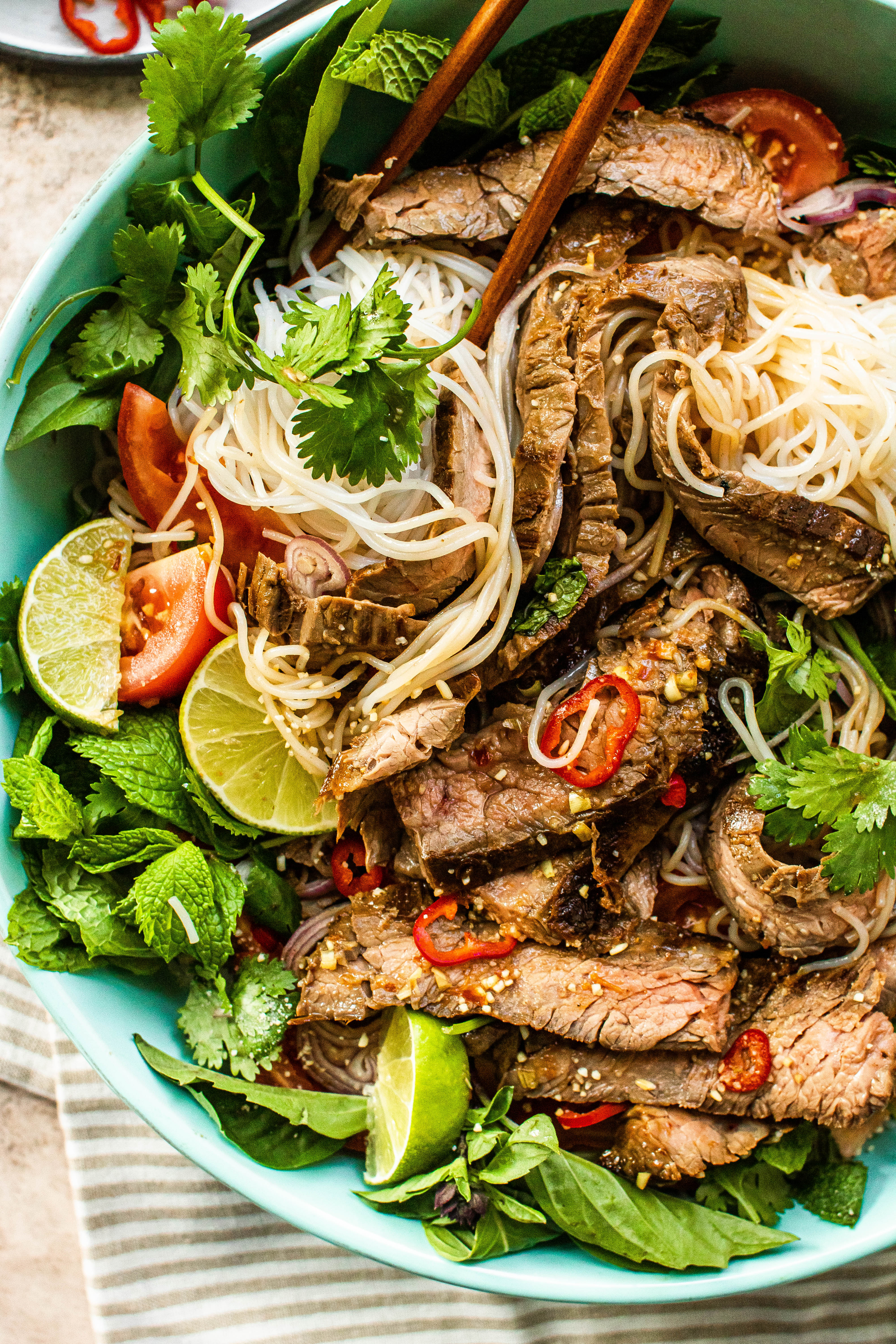 thai beef and noodle salad