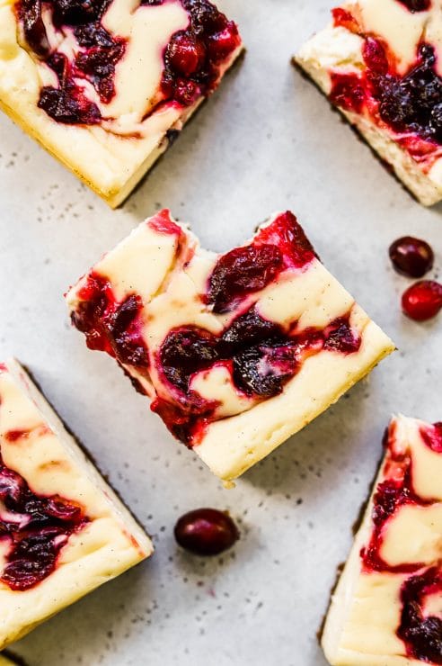 cranberry cheesecake bars - 10 Holiday Dessert Recipes