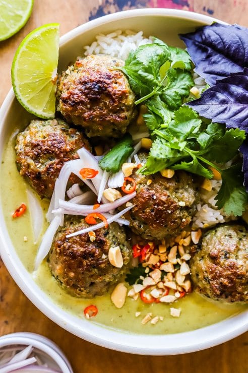 thai green curry meatballs