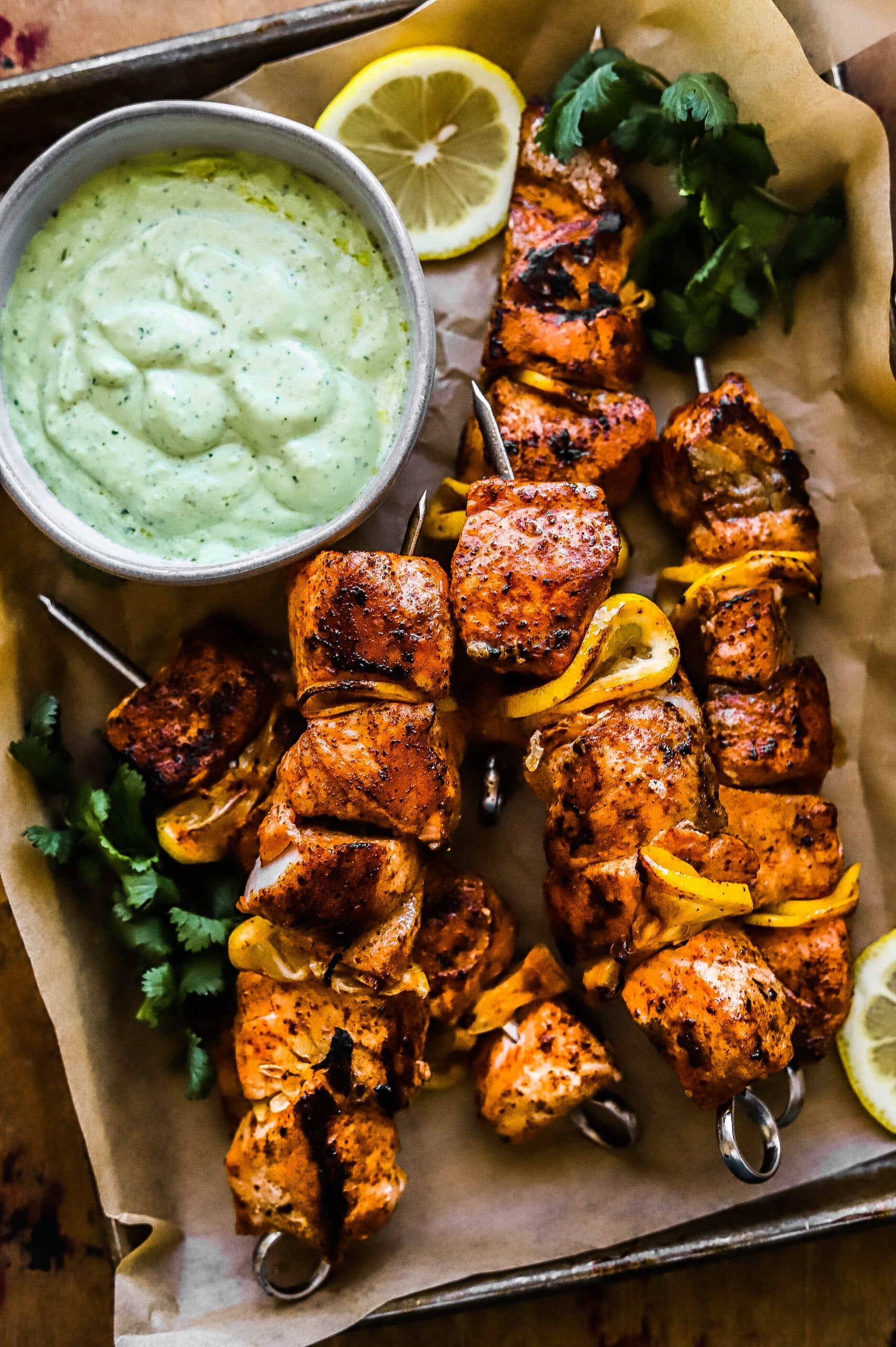 grilled salmon skewers