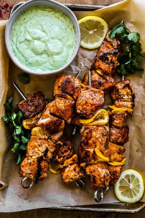 grilled salmon skewers