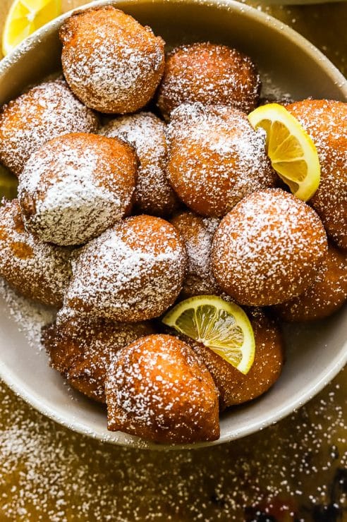 lemon fritters in a bowl