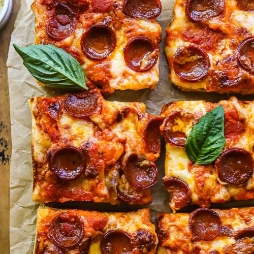 Sicilian Pizza With Pepperoni and Spicy Tomato Sauce Recipe