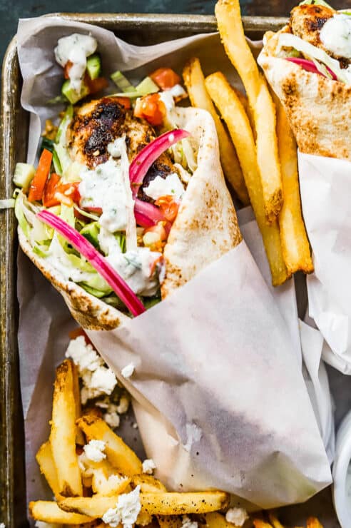 Easy Greek Chicken Gyros with Tzatziki