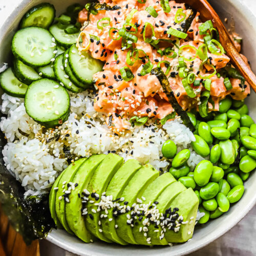 Spicy Salmon Sushi Bowls (Raw or Cooked!) | So Much Food