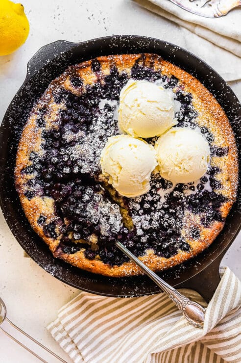 Skillet wild blueberry cobbler