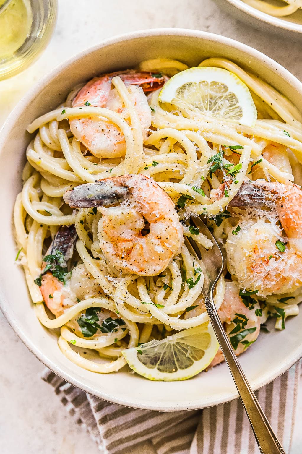 pasta al limone with shrimp