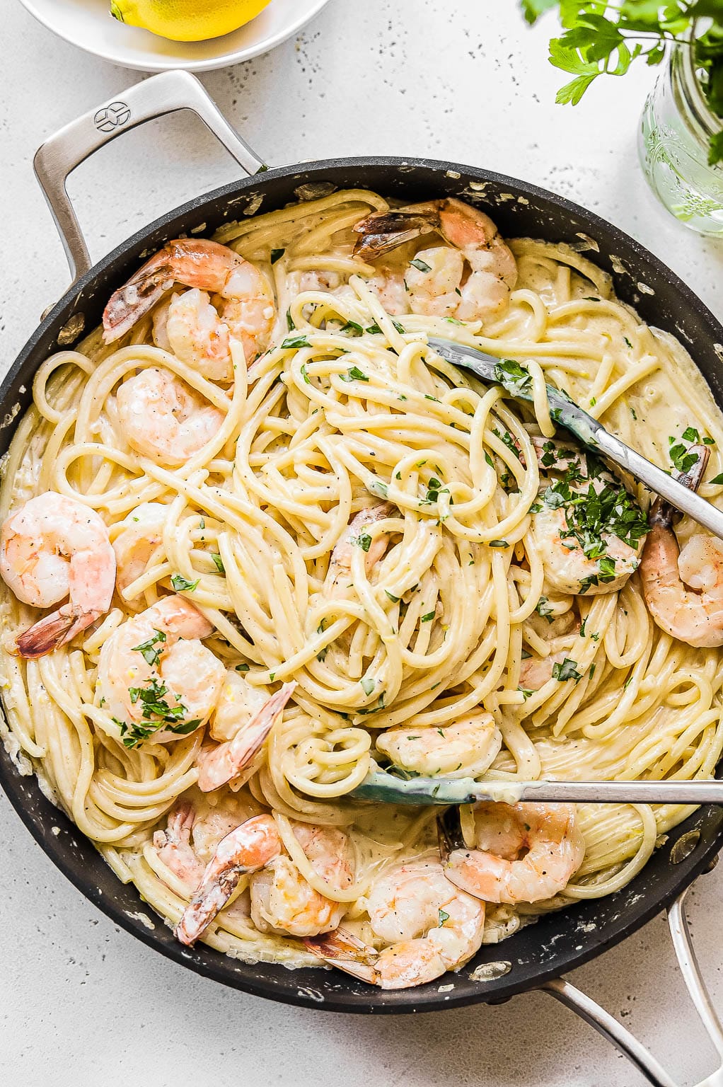 pasta al limone with shrimp