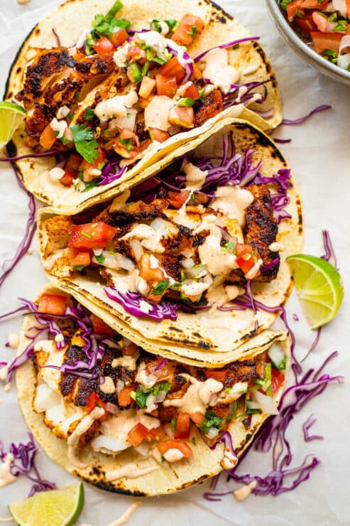 Blackened Fish Tacos (Baja-Style) | So Much Food