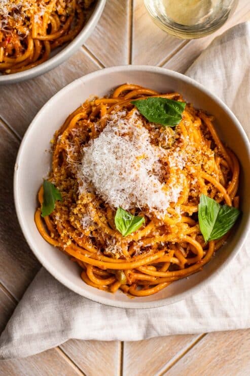 Miso Pasta with Caramelized Shallots • The Heirloom Pantry