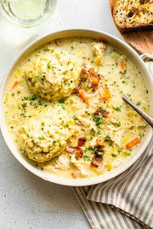Creamy Chicken and Dumpling Soup - Thanksgiving Leftovers Recipe Ideas
