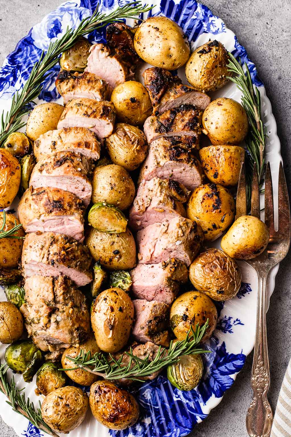 Roast pork tenderloin and potatoes