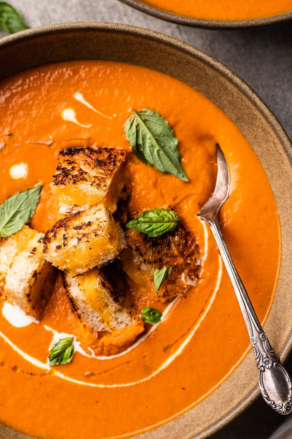 Classic Tomato Soup With Grilled Cheese Croutons