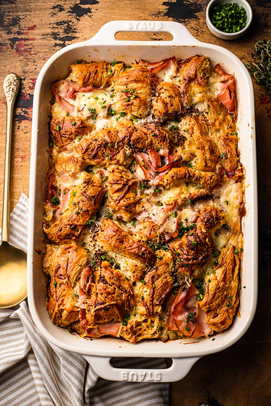 Ham and cheese croissant bake