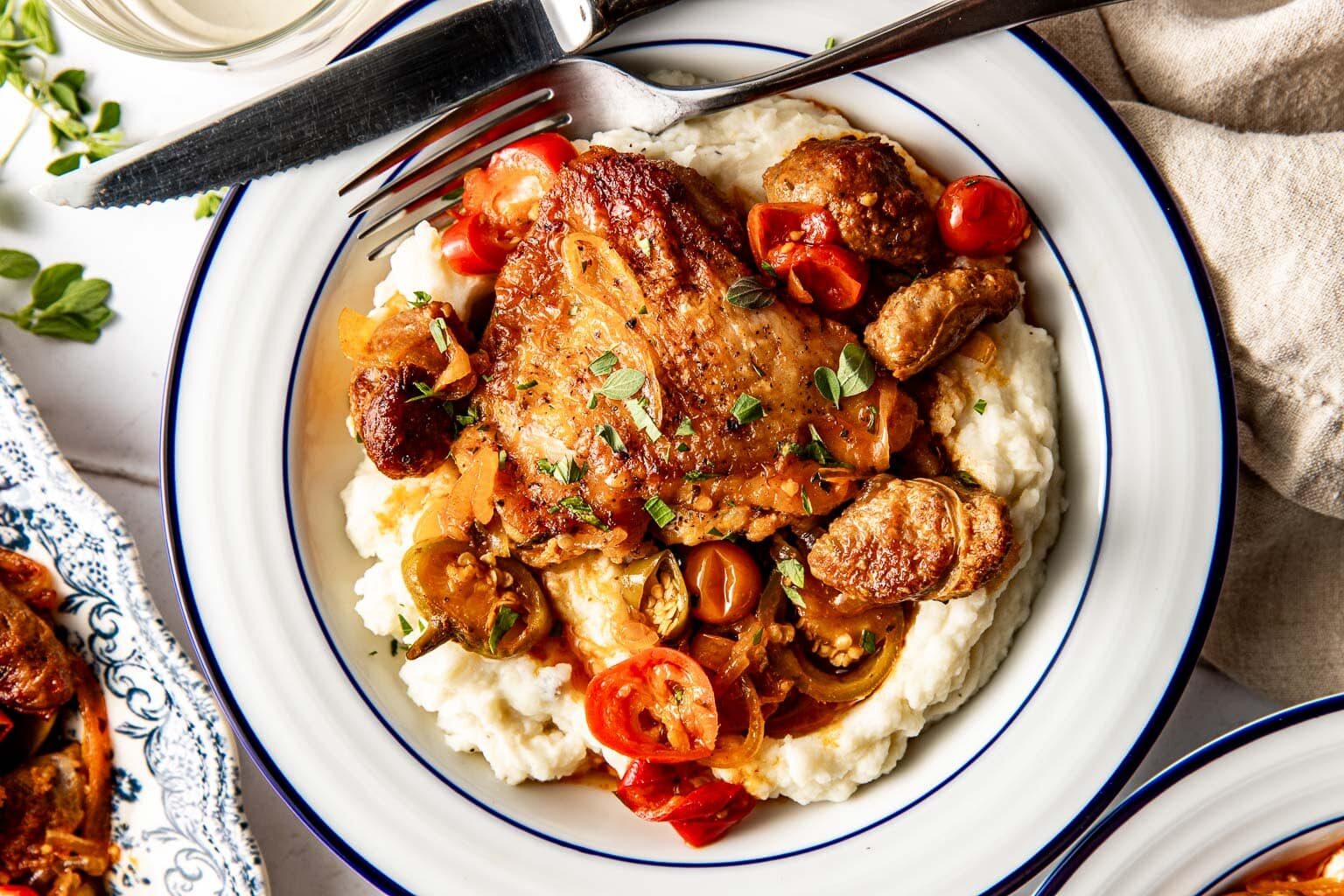 Chicken Scarpariello (Braised Chicken with Sausage & Peppers)