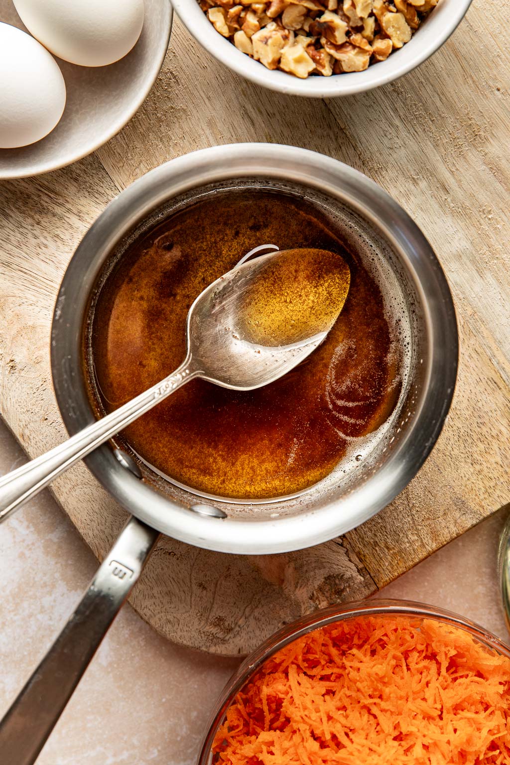 brown butter in a stainless steel saucepan.