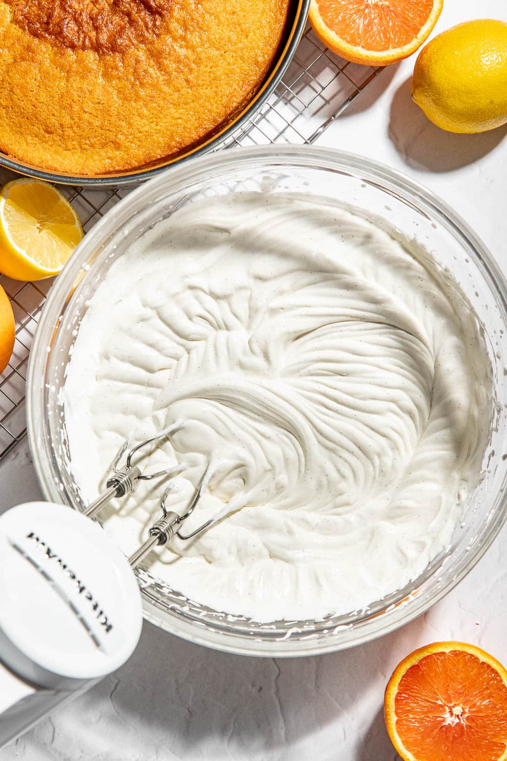 sour cream whipped cream in a mixing bowl