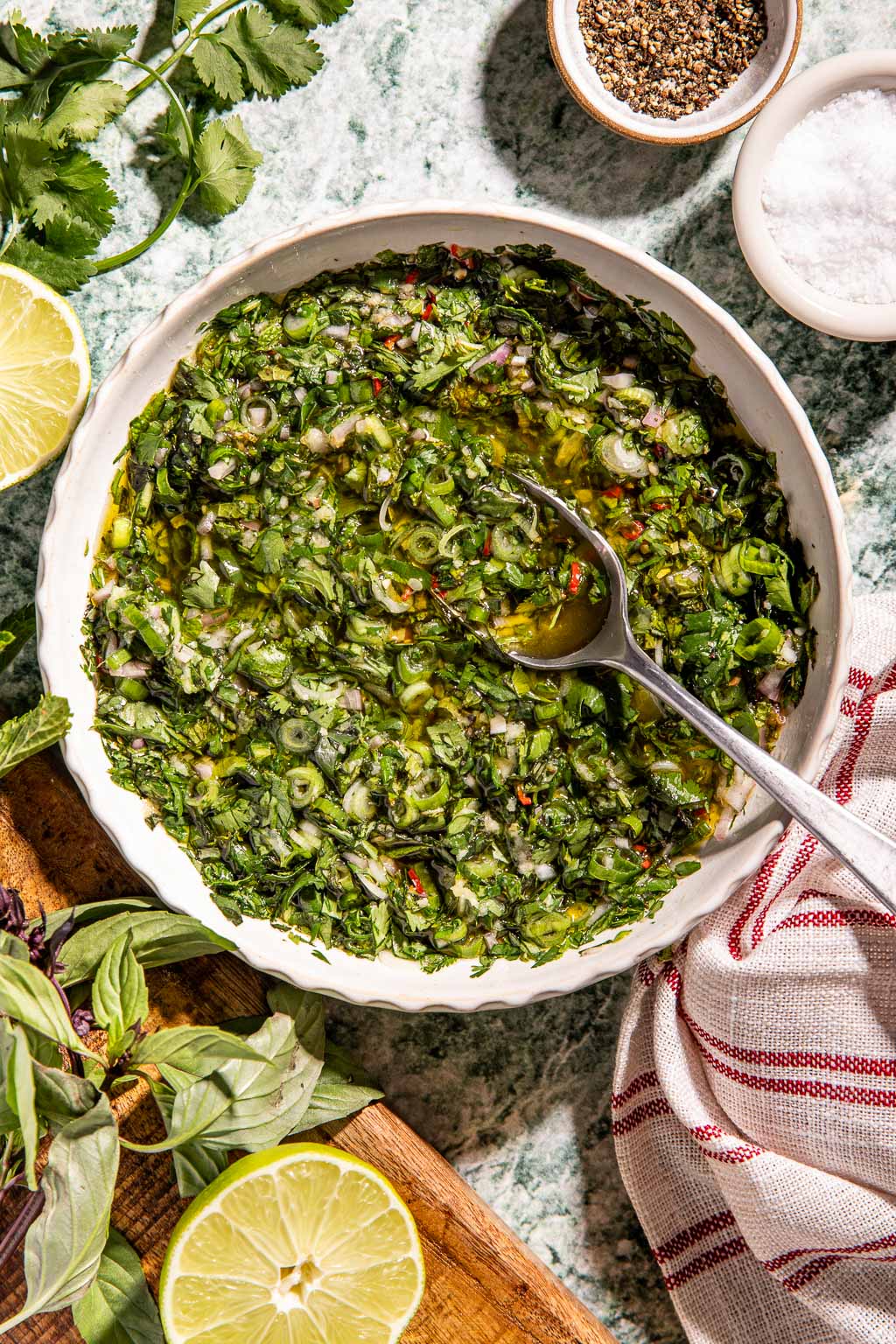 Finished Thai chimichurri in a serving bowl