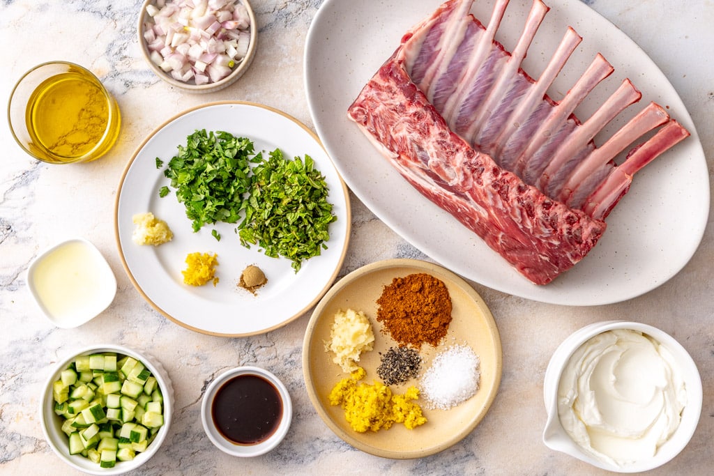 spiced lamb chops ingredients laid out