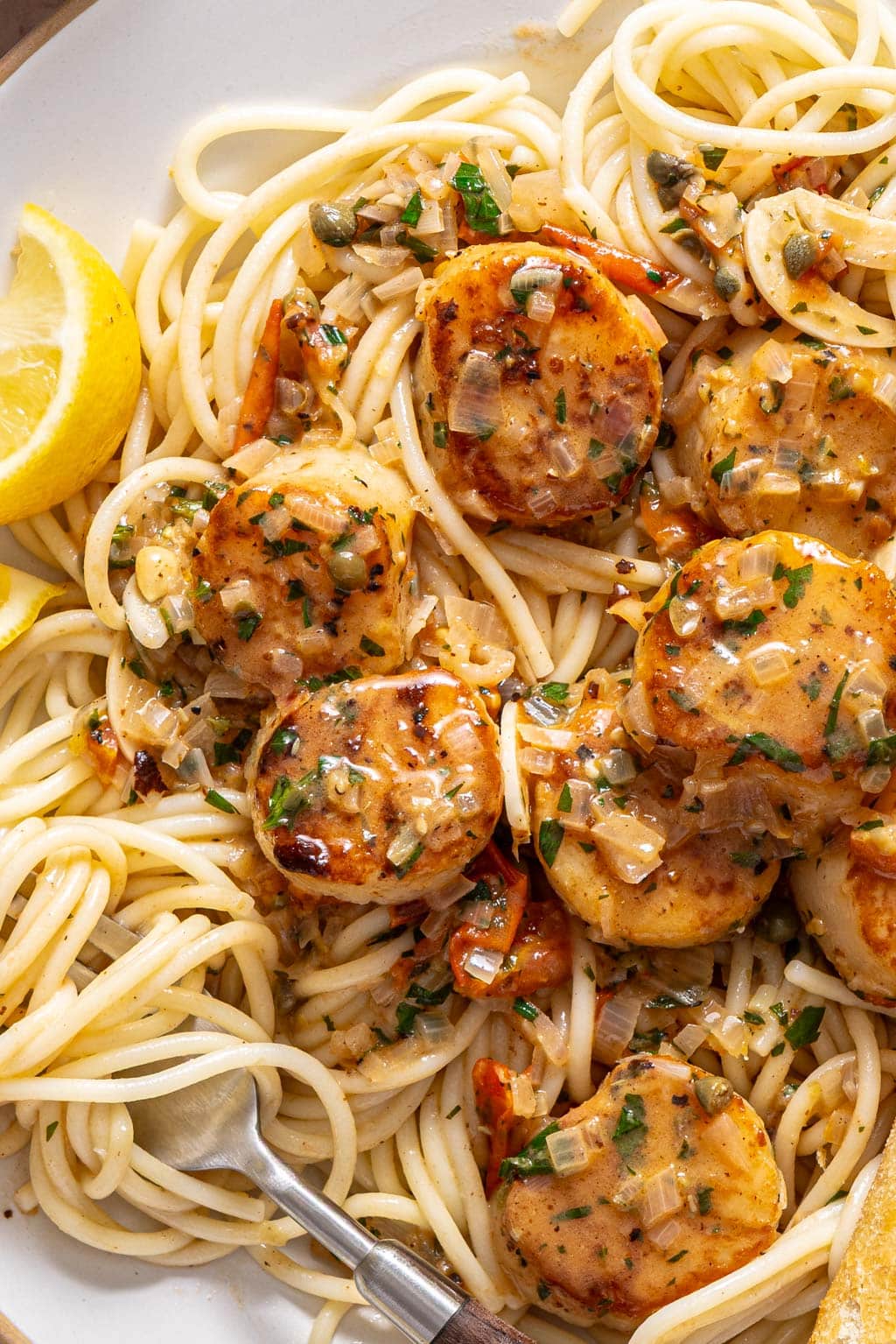 scallops provencal over pasta