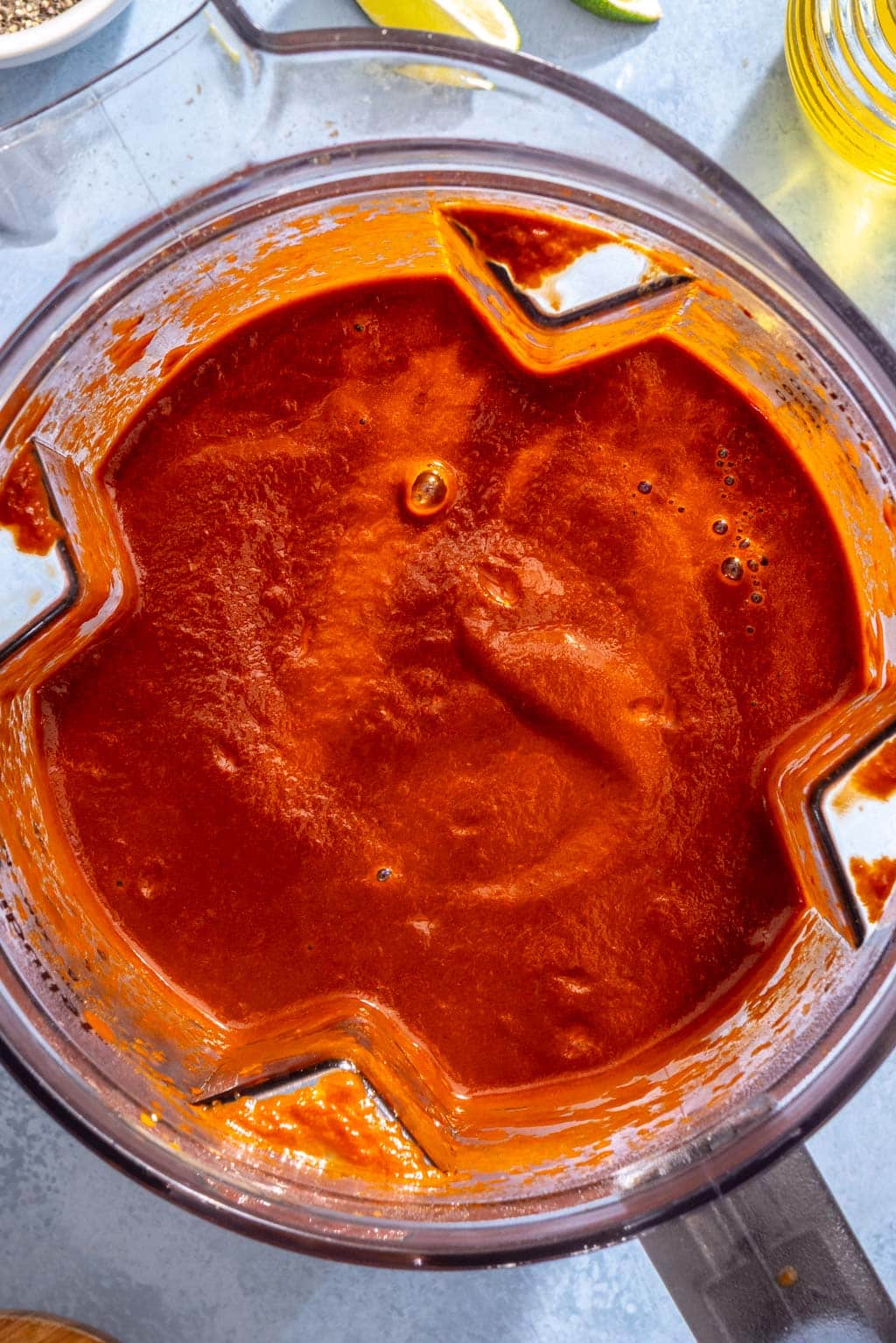 chili sauce for birria after being blended
