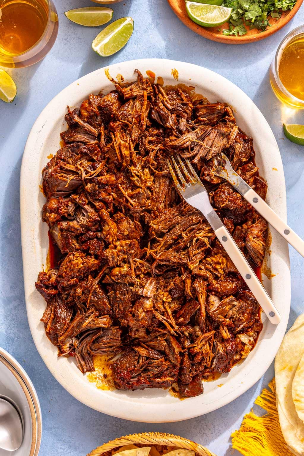 beef birria after cooking and being shredded