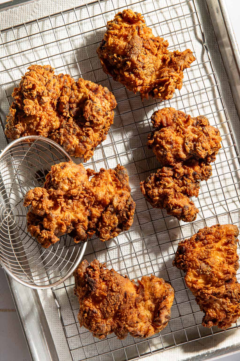 fried chicken on a baking sheet