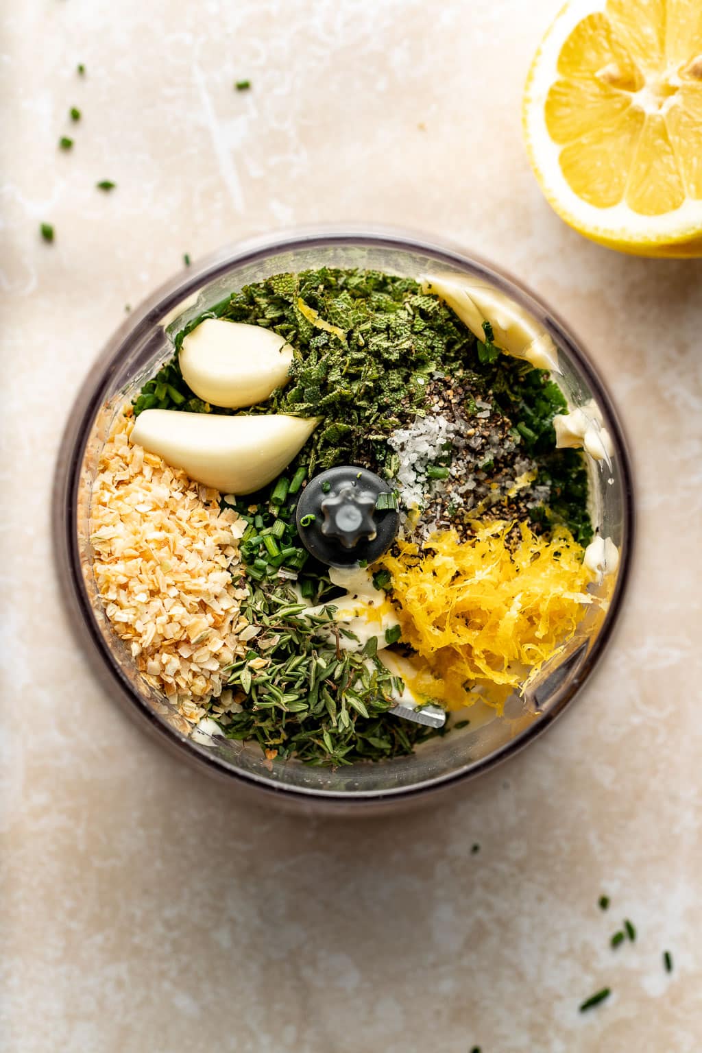 herb mayo ingredients in food processor