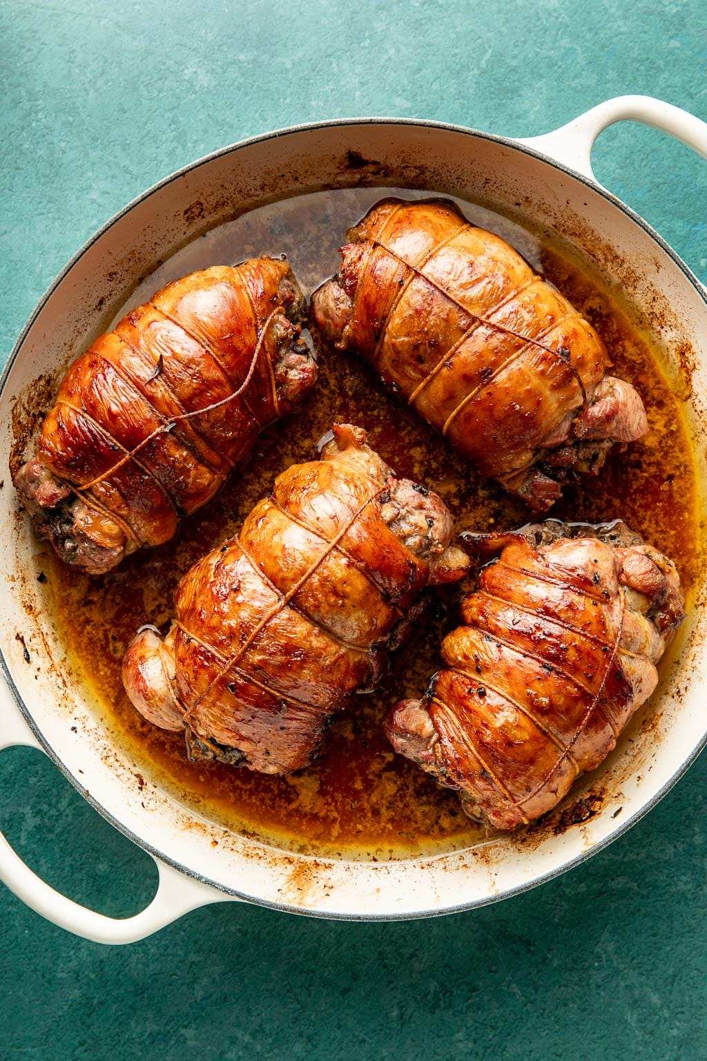 stuffed turkey roulades after roasting