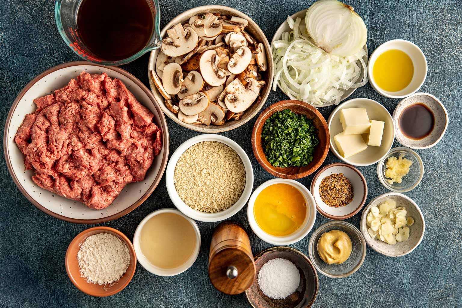 Salisbury Steak ingredients laid out