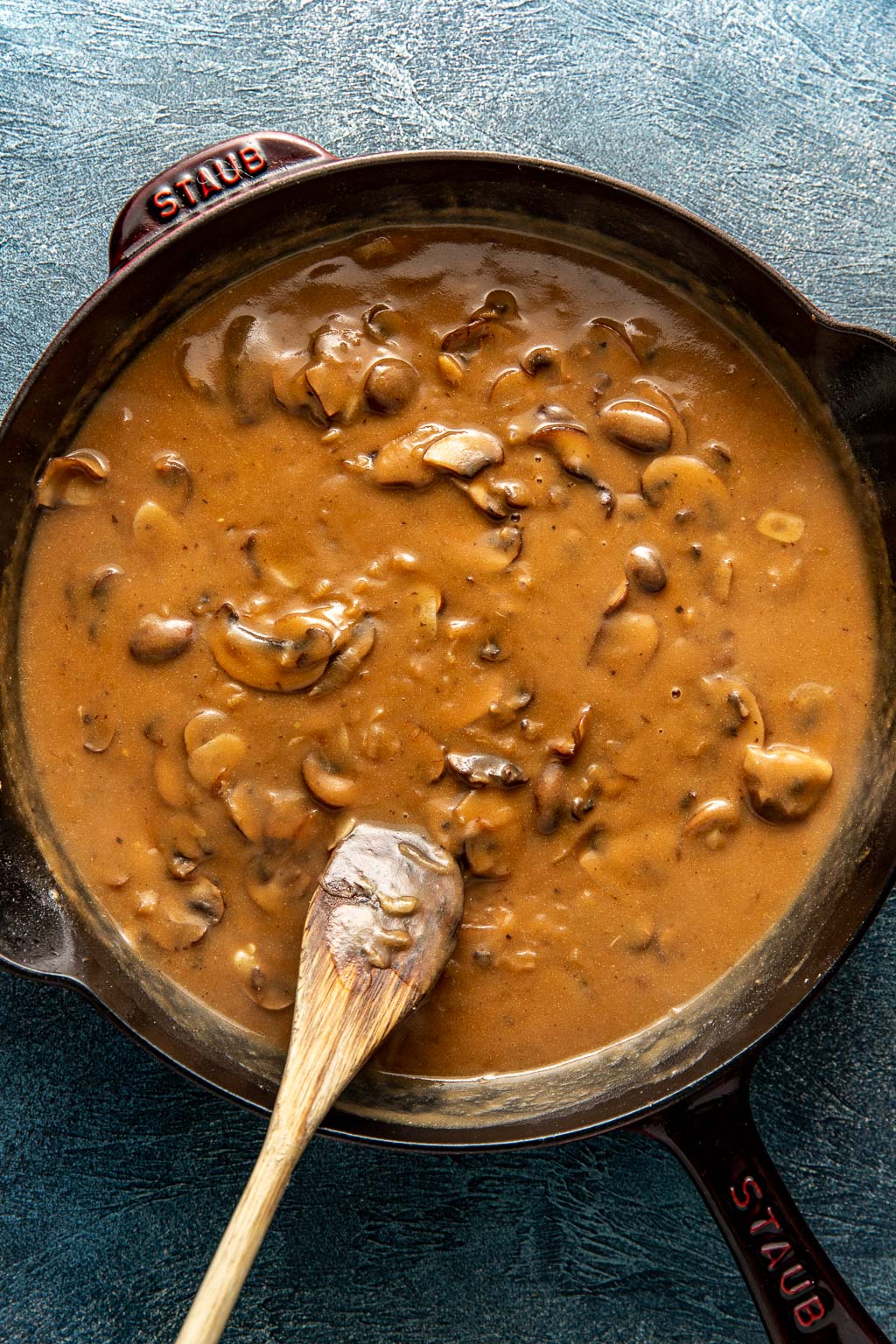 mushroom pan gravy before adding the salisbury steaks