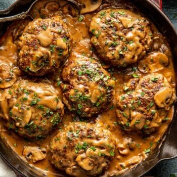 homemade salisbury steak with mushroom gravy